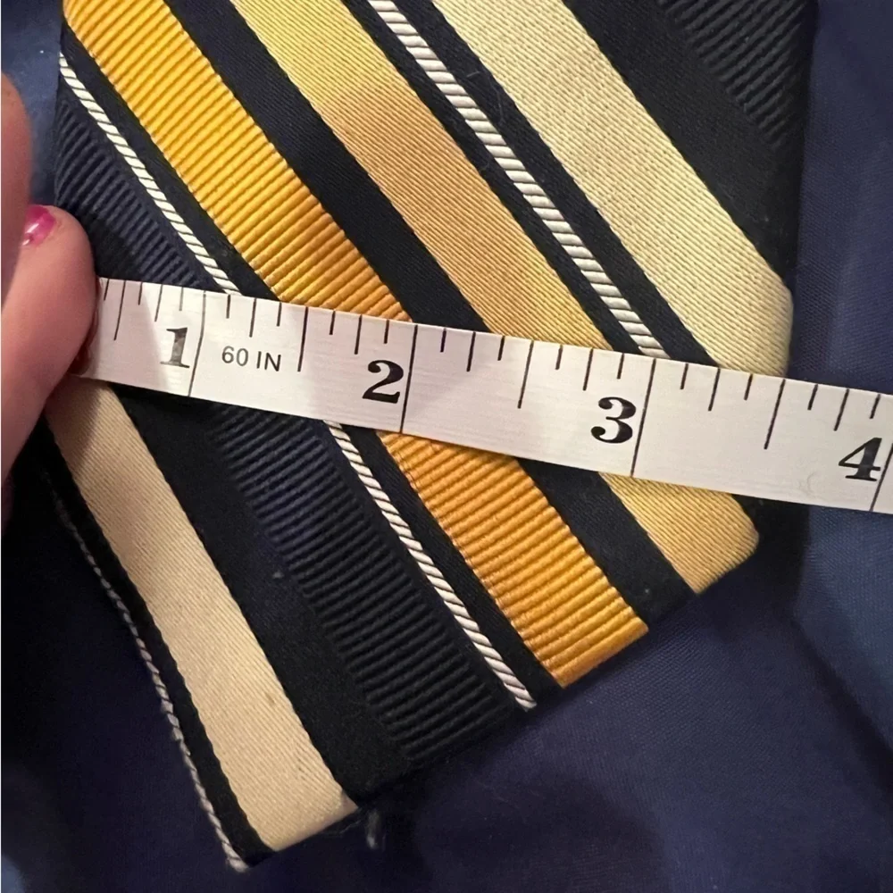 PAUL Fredrick striped silk tie, blue and gold, approx 60 x 3.5
